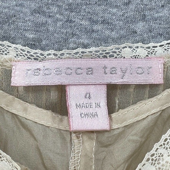 Rebecca Taylor Silk Cream Sleeveless Sheer Layered Cottage Core Dress Womens 4 - Picture 2 of 12